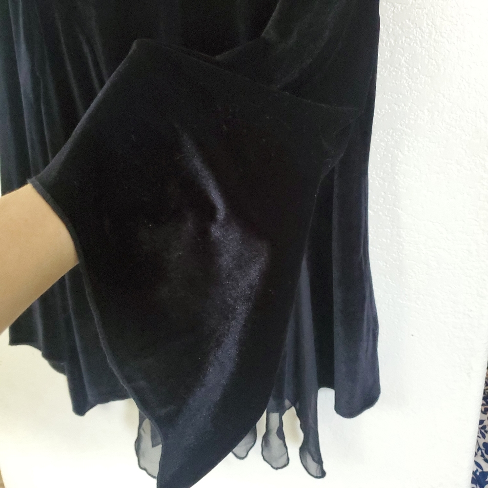Soft Surroundings Black Velvet Bell Sleeve Blouse - Picture 7 of 8